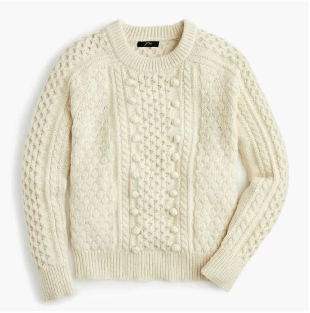 J. Crew Popcorn Cable-knit Sweater Fisherman Lambs Wool M Coastalgrandma
